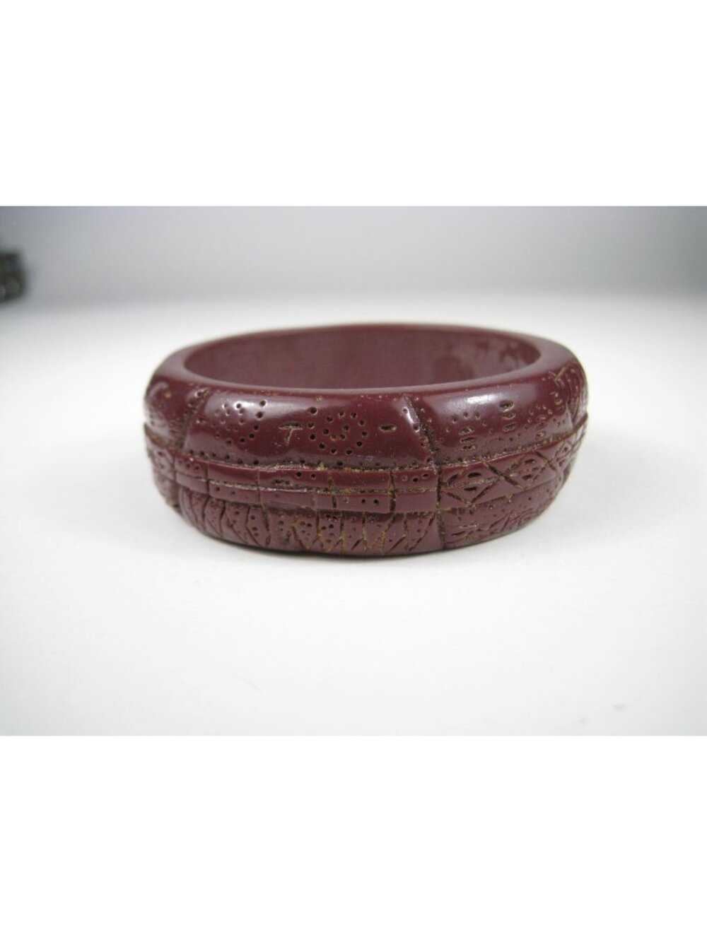 Carved Maroon Early Plastic Bangle Bracelet Vintage Plastic Texture Cuff Vintage